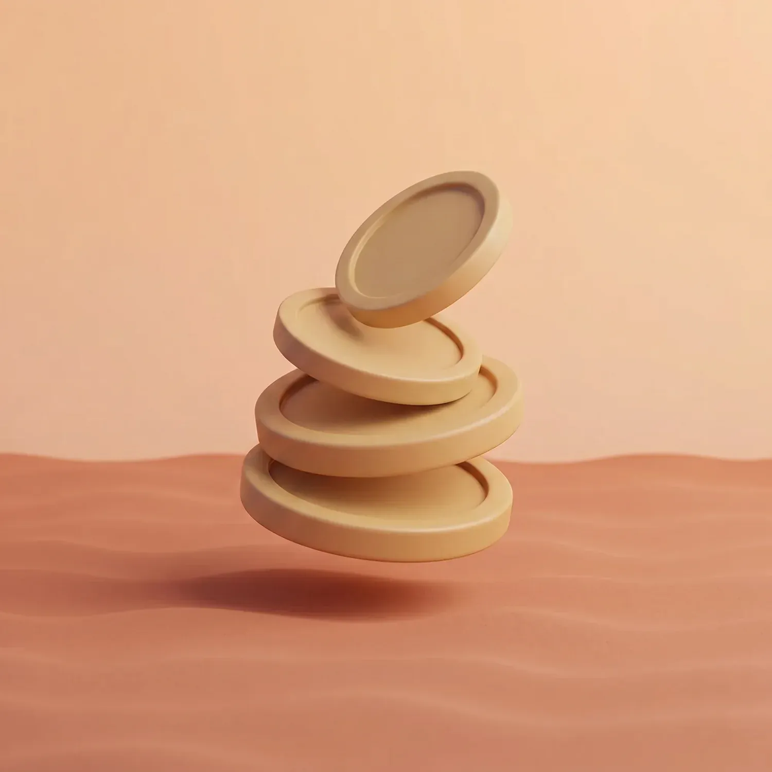 Matte clay stack of coins representing UK AI development cost planning