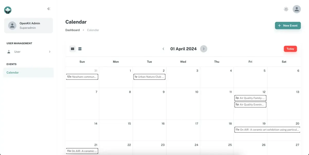 Air Aware council workspace listing events and updates
