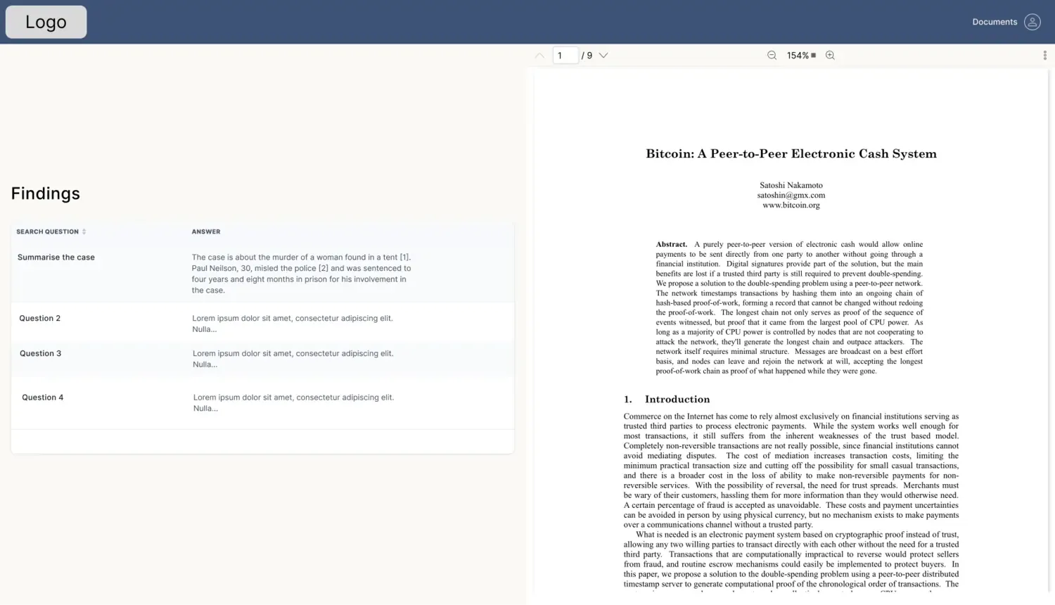 Early Figma mockup of the analysis results split-screen view