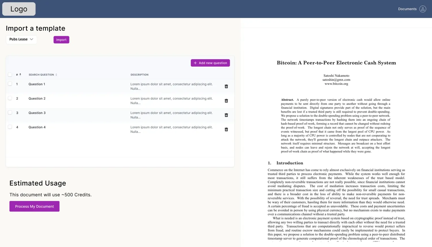 Early Figma mockup of the question-driven lease review interface