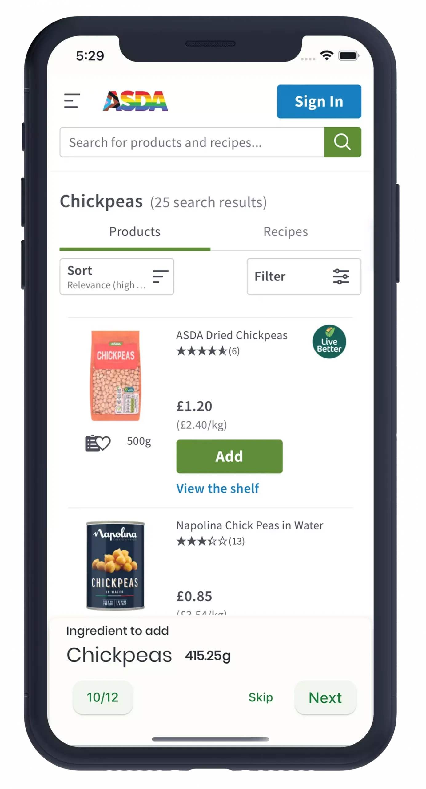 Online checkout flow with grouped items and retailer selection