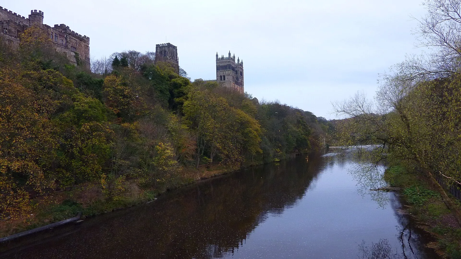 Durham Castle and Cathedral above the wooded gorge of the River Wear