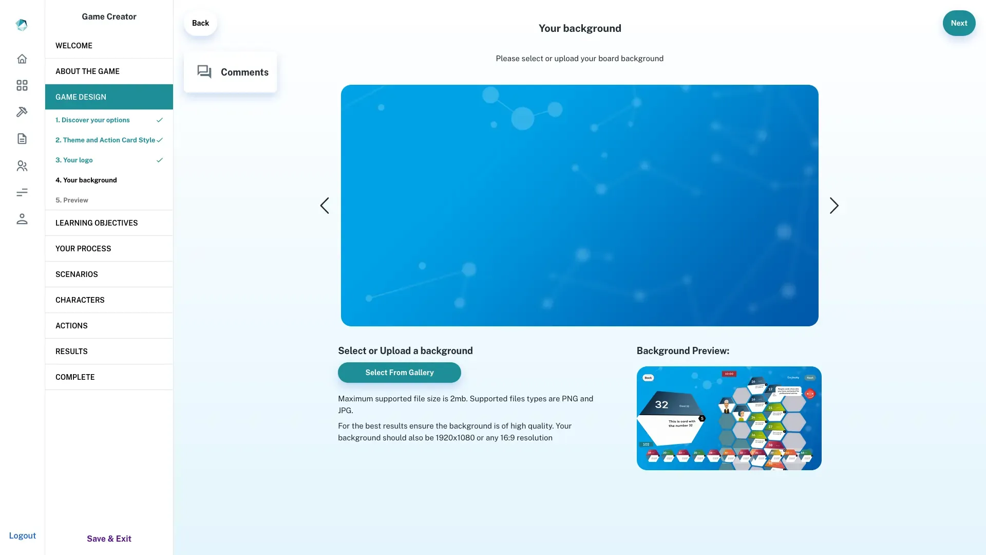 Drag-and-drop game creator UI for non-technical trainers