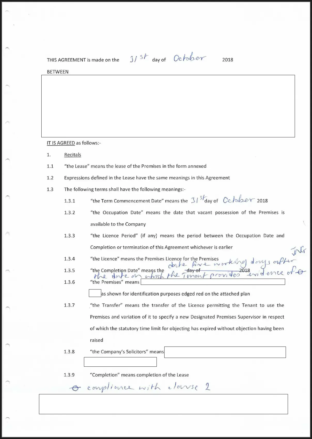 Custom OCR pass on a poor-quality commercial pub lease PDF