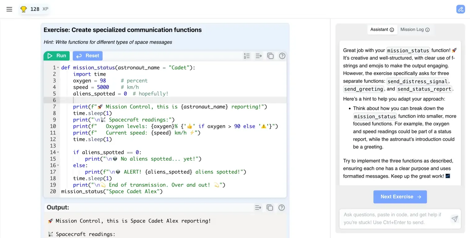 In-browser Python interface with code editor and live output