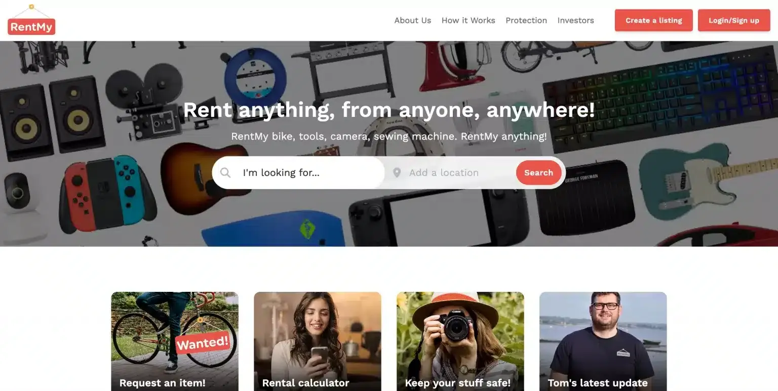 RentMy rental marketplace platform interface